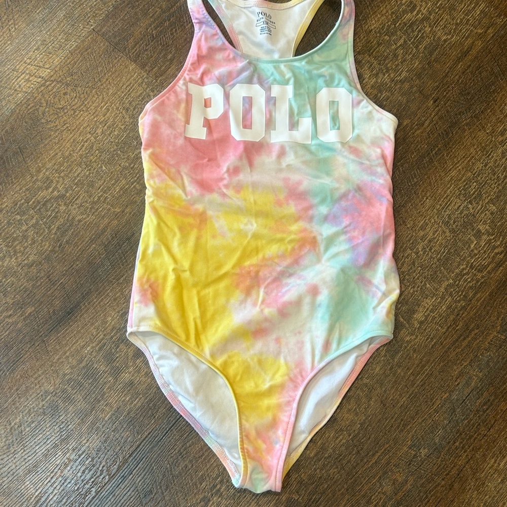 Polo by Ralph Lauren Kids Tie-Dye One Piece Swimsuit - Pink, Yellow, Mint